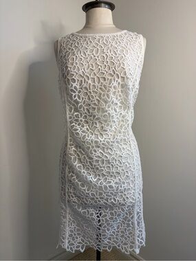 PETER NYGARD White Floral Lace Sleeveless Sheath Dress SIZE 16